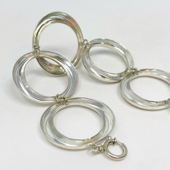 Vintage K&L 835 Silver Modernist Chunky Circle Link Bracelet German Mid Century - Picture 5 of 9